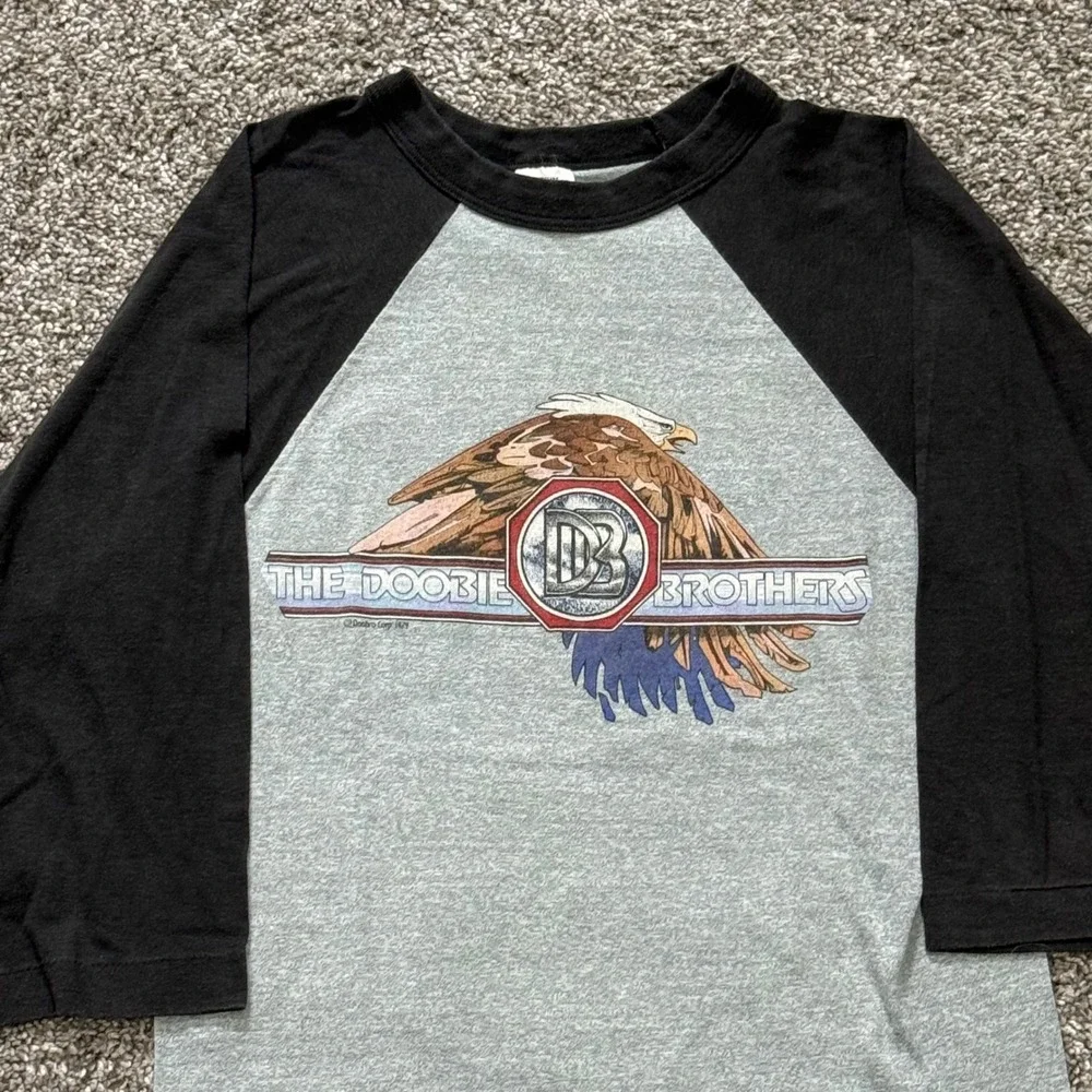 Vintage 1982 The Doobie Brothers Farewell Tour Baseball Tee Gray Black Mens M - Picture 2 of 6